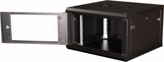 Roline / Secomp Value 19" Wandgehäuse 6HE, Flatpack, Sicherheitsglastür, IP20, RAL 9005, 600mm tief