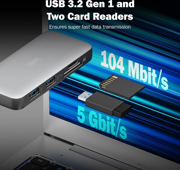 Digitus USB-C Travel Docking Station 7-Port , USB-C 3.0 [Stecker]
