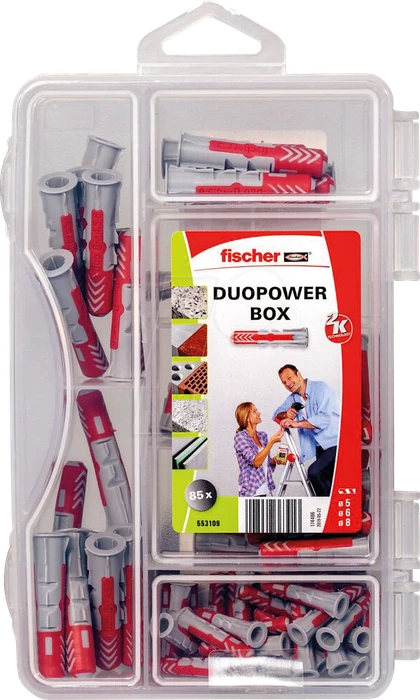 fischer DuoPower Box mini Dübel-Sortiment, 85 Stück