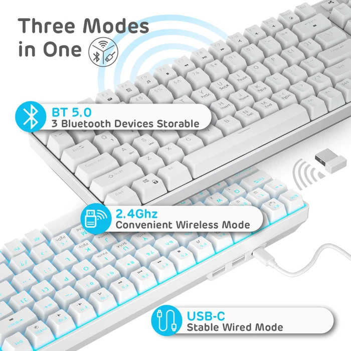 RK Royal Kludge RK96 96% Wireless, LEDs blau, hot-swap, RK BLUE, USB/Bluetooth, US