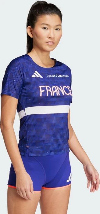 adidas Team France Athletisme Trikot kurzarm semi lucid blue (Damen)