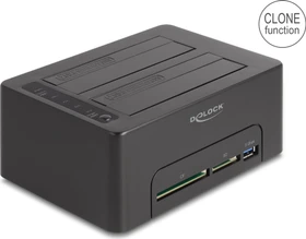 DeLOCK USB Dual Dockingstation mit Klon Funktion und Card Reader, SATA 6Gb/s, USB-B 3.0 [Buchse] (64183)