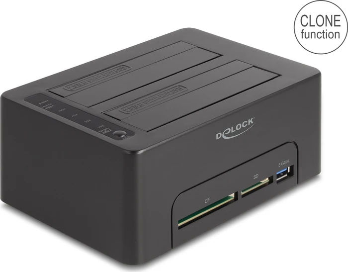 DeLOCK USB Dual Dockingstation mit Klon Funktion und Card Reader, SATA 6Gb/s, USB-B 3.0 [Buchse]