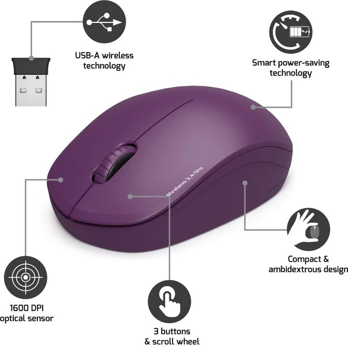 Port Designs Wireless Mouse Collection violett, USB