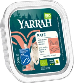Yarrah Organic Cat Food Pâté with Salmon, 1.60kg (16x 100g)