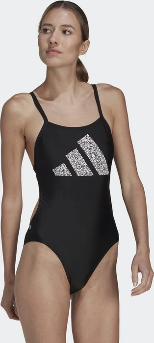 adidas 3 Bar Logo Print Badeanzug schwarz/weiß (Damen)