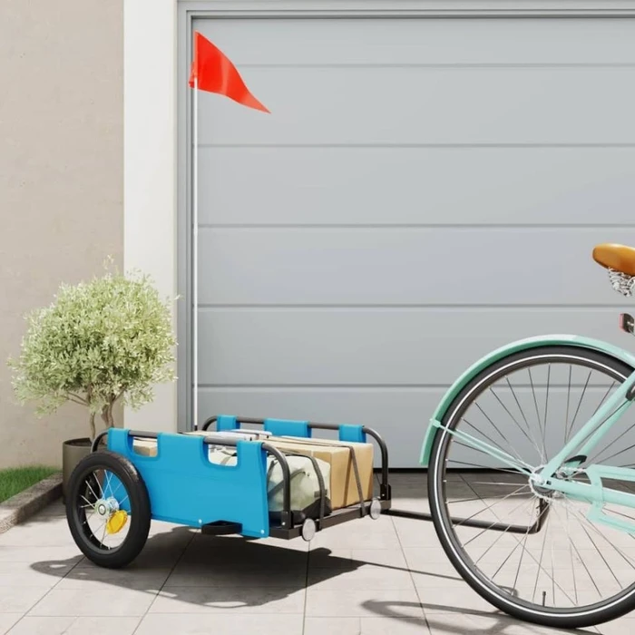 vidaXL Transport 122x53cm Fahrradanhänger blau