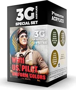 AK-Interactive 3rd Gen Acrylic Colors WWII US Pilot Uniform Colors Farbset, 4-tlg.
