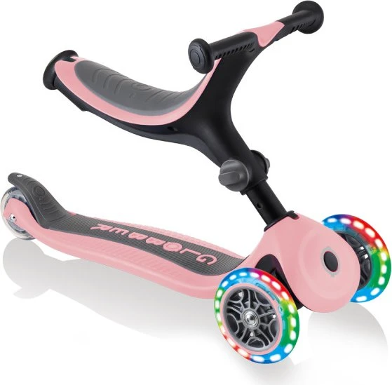 Globber Go Up Foldable Lights Kickboard pale pink/black