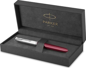 Parker 51 burgundy resin/chrome trim, rechte Hand, fein, Geschenkbox
