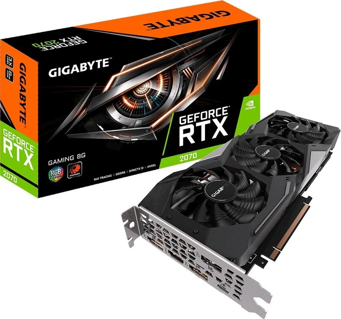 GIGABYTE GeForce RTX 2070 Gaming 8G (Rev. 1.0), 8GB GDDR6, HDMI, USB-C, 3x DP