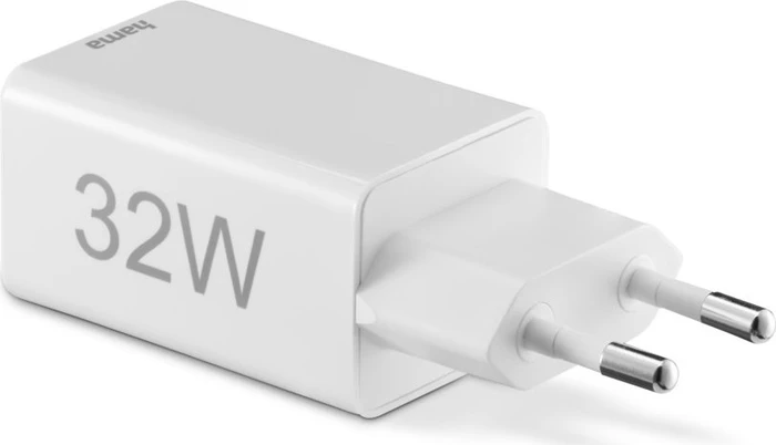 Hama Schnellladegerät 1x USB-C PD/Qualcomm 1x USB-A Mini-Ladegerät 32W weiß