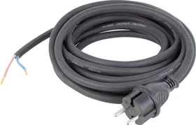 as-Schwabe Bohrmaschinen Anschlussleitung für die Baustelle, Konturenstecker auf offenes Kabelende mit Aderendhülsen, leichte Gummischlauchleitung, H05RN-F 2x1.0, schwarz, 3m (70532)