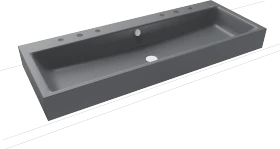 Kaldewei Puro Aufsatz-Doppelwaschtisch 120x46cm mit Überlauf, 2x3 Hahnlochbohrung, Perl-Effekt, cool grey 70