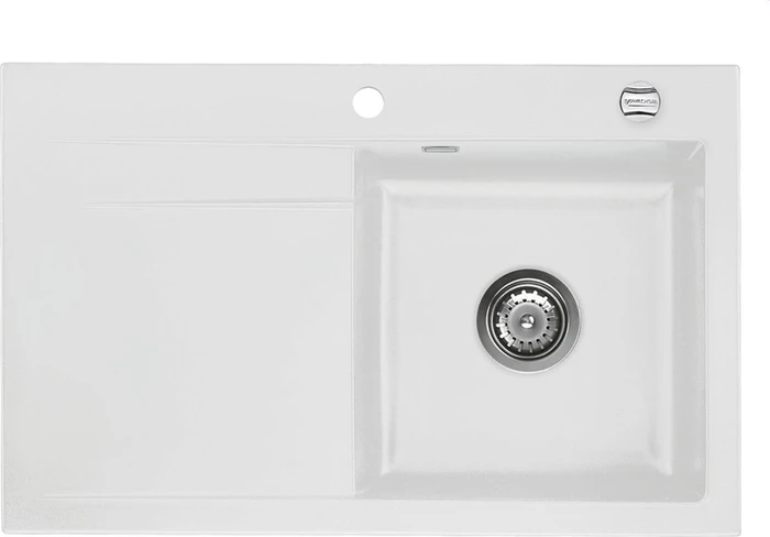 systemceram Stema 80 Einbau Becken rechts mit Ablauffernbedienung satin