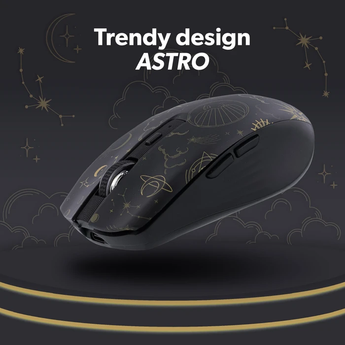 T'nB Rechargeable Bluetooth Wireless Mouse, Astro Exclusiv schwarz/gold, USB/Bluetooth