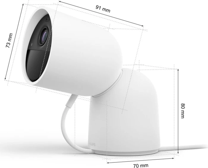 Philips Hue Secure Kamera, kabelgebunden mit Standfuß, weiß