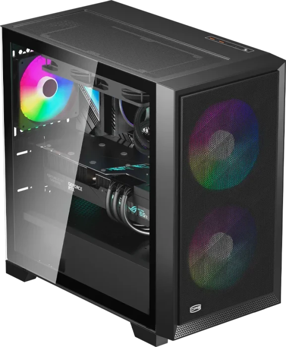 PCCooler C3D310 BK ARGB, schwarz, Glasfenster
