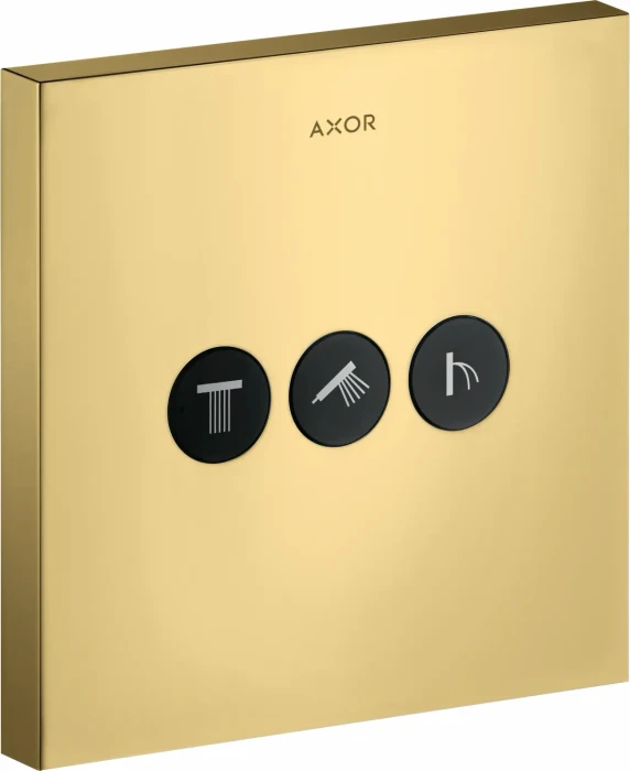 Hansgrohe Axor ShowerSelect eckig Kontrollfeld mit 3 Ventilen polished gold optic