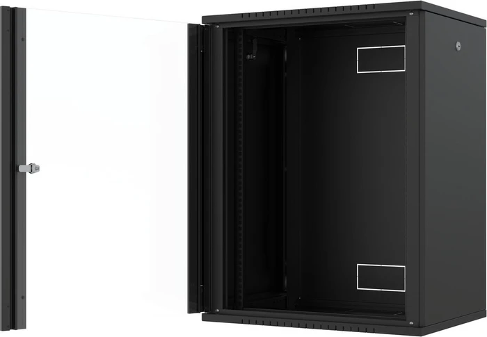 Lanview 19" Wandgehäuse 16HE, Flatpack, Glastür, IP20, RAL 9005, 450mm tief