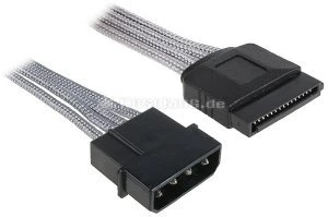 BitFenix Alchemy SATA-Stromadapter 4-Pin [IDE] auf 15-Pin [SATA] 45cm, sleeved silber