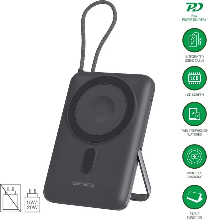 4smarts Enterprise Pocket 10000mAh 22.5W Qi2 ready grau
