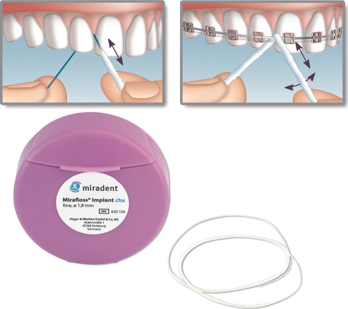 Miradent Mirafloss Implant chx fein Zahnseide, 7.5m