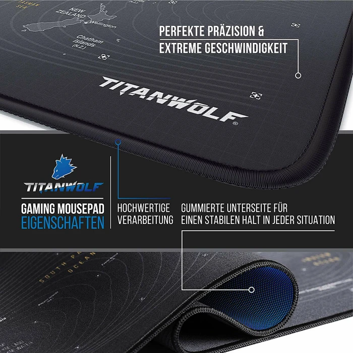 Titanwolf Global XXL Speed Gaming-Mauspad, schwarz/gelb