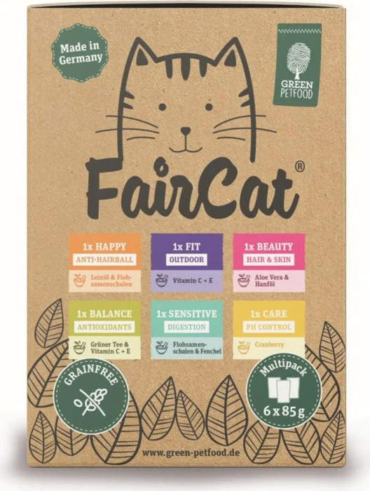 Green Petfood FairCat Multipack, 510g (6x 85g)