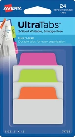 Avery-Zweckform Haftstreifen UltraTabs neon 50.8x38.1mm, mehrfarbig, 24 Blatt