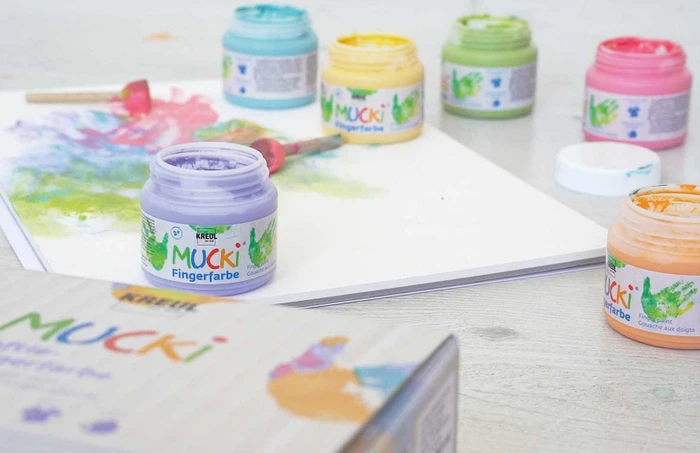 Kreul Mucki Softie Fingerfarbe, 6 Farben, 150ml, 6er-Pack