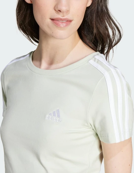 adidas Essentials 3-Streifen T-Shirt kurzarm linen green (Damen)