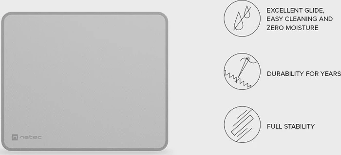 Natec Colors Series Mouse Pad Stony Grey, 300x250mm, grau