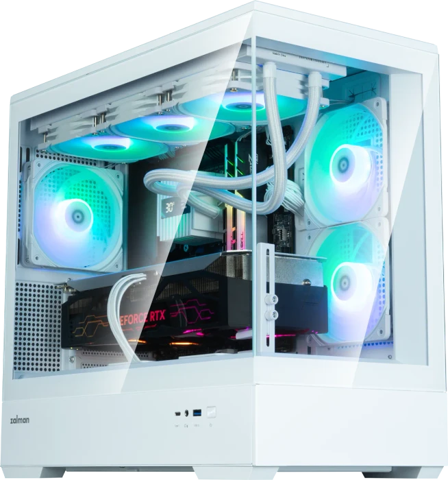 Zalman P30 [V2] White, weiß, Glasfenster