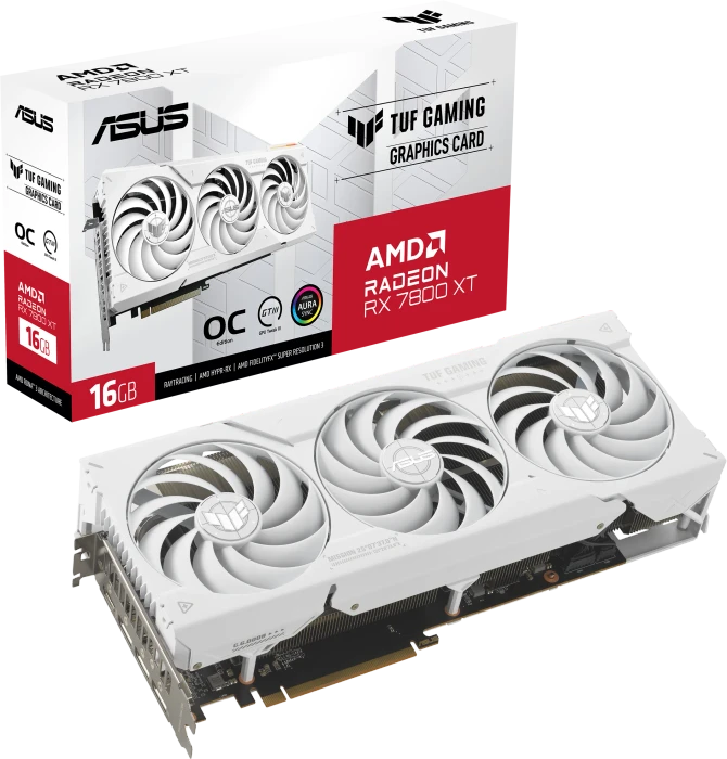 ASUS TUF Gaming Radeon RX 7800 XT OC White, TUF-RX7800XT-O16G-WHITE-GAMING, 16GB GDDR6, HDMI, 3x DP