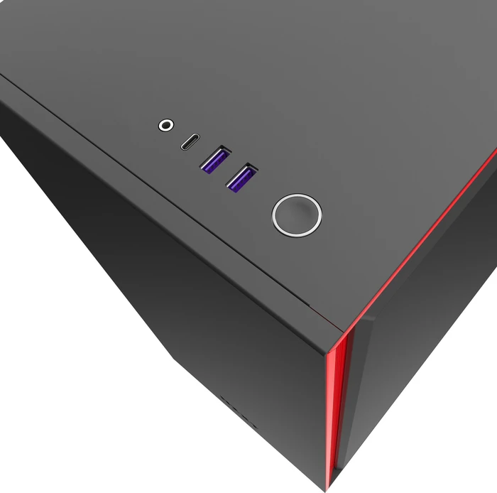 NZXT H710, schwarz/rot, Glasfenster
