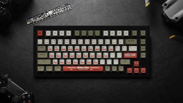 Keychron OEM Dye-Sub Full Set Keycap-Set Morse Code, Kunststoff (PBT), Morse Code, weiß/grün/rot, 137 Tasten, ANSI-US