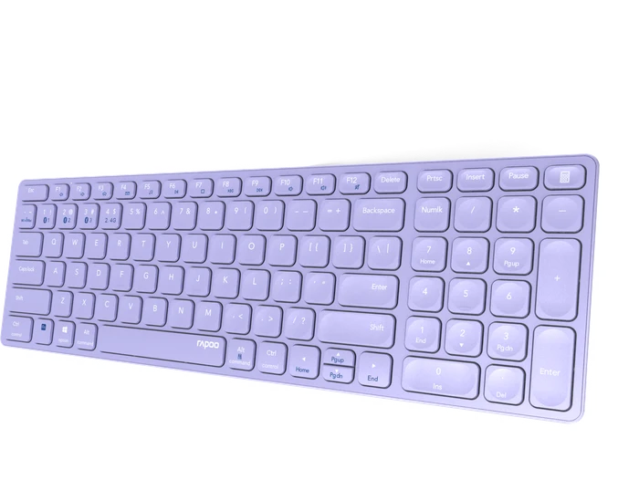 Rapoo E9700M Multi-mode Wireless Ultra-slim Keyboard violett, USB/Bluetooth, DE