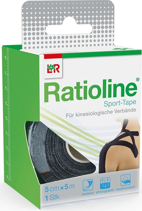 Lohmann & Rauscher Ratioline Sport-Tape Rolle 5cm x 5m schwarz, 1 Stück