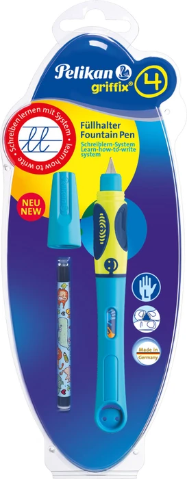 Pelikan griffix 4 neon fresh blue, linke Hand, Blister