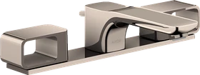 Hansgrohe Axor Urquiola 3-Loch Waschtischarmatur 50 mit Platte und Zugstangen-Ablaufgarnitur polished nickel