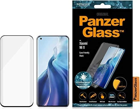 PanzerGlass Curved Edges Case Friendly AntiBacterial für Xiaomi Mi 11 schwarz