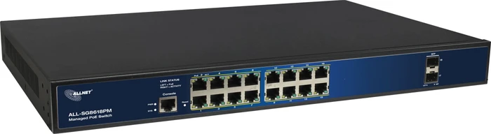 Allnet SG86 Rackmount Gigabit Managed Switch, 16x RJ-45, 2x SFP, 280W PoE+
