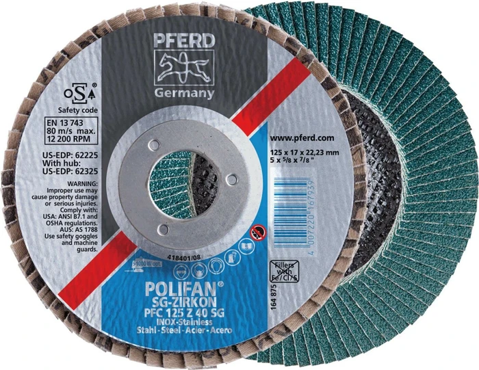 Pferd PFF 115 Z 40 SG POWER STEELOX POLIFAN Fächerschleifscheibe K40, 115x22.23mm, 10 Stück