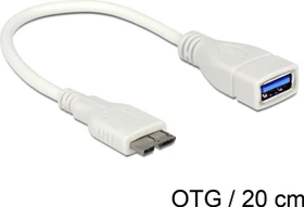 DeLOCK USB 3.0 OTG Adapterkabel weiß, USB-A Buchse/Micro-B Stecker, 0.2m (83469)