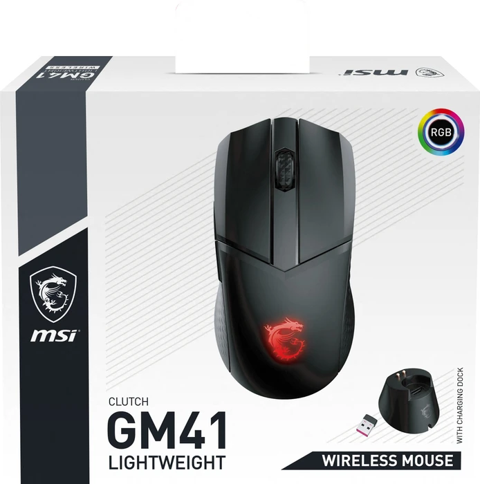 MSI Clutch GM41 Lightweight Wireless Gaming Mouse schwarz, USB