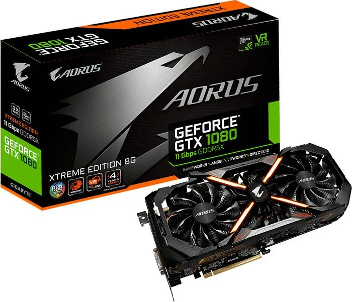 GIGABYTE AORUS GeForce GTX 1080 Xtreme Edition 8G 11Gbps, 8GB GDDR5X, DVI, HDMI, 3x DP