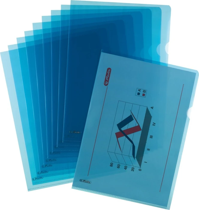 Herlitz Sichthülle für Akten mit Pyramidenprägung, A4, blau/transparent, 10er-Pack