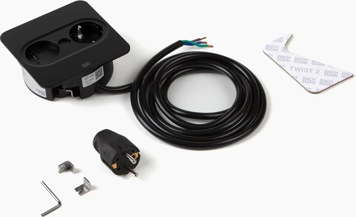 Bachmann Twist 2, 1-fach, 1x USB-Charger A/C, eckig, 2m, schwarz