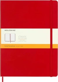 Moleskine Klassik Notizbuch, 190x250mm, liniert, fester Einband X-Large, scharlachrot, 192 Blatt